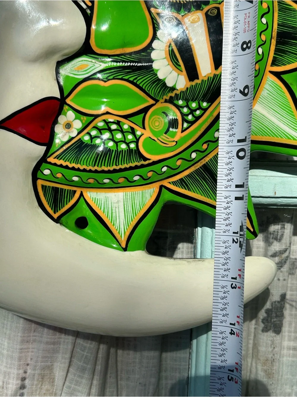 Huge folk art plaque is a hand-painted ceramic 